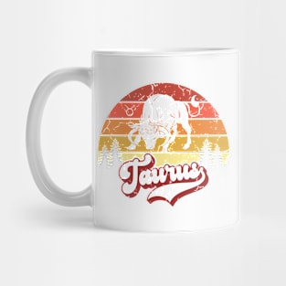 Taurus Zodiac Sign  -Distressed Retro Sunset Mug